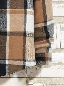 Manfinity CasualCool Men's Vintage Yellow-Brown Large Plaid Wool Drop Shoulder Shacket - Yellow - View 4