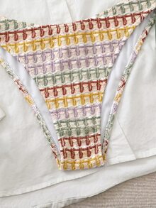 Swim Chiccia 26SS 春夏度假海灘紋理面料綠色鋼圈聚攏比基尼套裝 - 彩色 - 查看 6