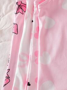 SHEIN 4件組少女可愛花卉愛心蝴蝶結印花細肩帶內衣套裝 嬰兒粉白色 冬季 - 彩色 - 查看 6