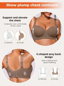 Bareli Dear 1pc Plus Size Seamless Underwire Lightly Padded Adjustable Bra, Comfortable Daily Wear, Lift - Mocha Brown - View 7
