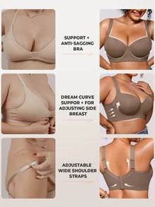 Bareli Dear 1pc Plus Size Seamless Underwire Lightly Padded Adjustable Bra, Comfortable Daily Wear, Lift - Mocha Brown - View 4