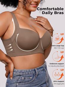 Bareli Dear 1pc Plus Size Seamless Underwire Lightly Padded Adjustable Bra, Comfortable Daily Wear, Lift - Mocha Brown - View 5