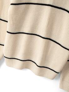 RONVEXI Men's Striped Polo Collar Long Sleeve Casual Sweater - Multicolor - View 5
