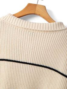 RONVEXI Men's Striped Polo Collar Long Sleeve Casual Sweater - Multicolor - View 8