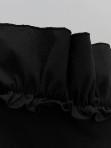 MainGRL Black Knitted Slim Fit Capri Pants - Black - View 7