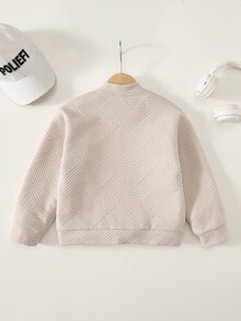 SHEIN Kids Young Boy Autumn Casual Versatile Solid Color Textured Winter Jacket - Beige - View 2
