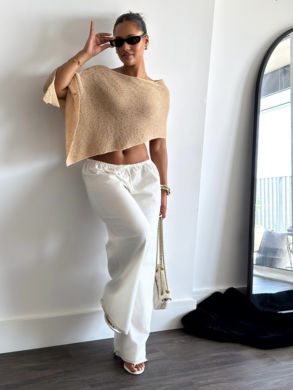leahseptember Champagne Gold,Summer,Elegant,Holiday,Vacation,Holiday Women's Y2K Knitted Shawl Cape,Asymmetrical Shoulder See-Through Poncho Crop Top Scarf Sweater