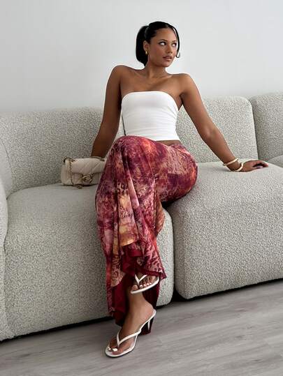 leahseptember Women's Floral Print Skirt, Elegant And , Suitable For Spring/Summer Beach Vacation, Y2K Music Festivals, Gatherings With Friends,