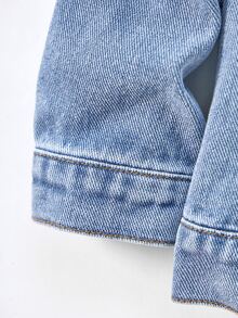 SHEIN Playful Pals Baby Boys Distressed Denim Jacket, Washed Relaxed Fit Casual Denim Outerwear Autumn Fall - Medium Wash - View 6