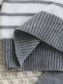 SHEIN 秋冬嬰兒男童灰色長袖動物圖案毛衣與長褲套裝，返校季，舒適柔軟，節慶裝扮，聖誕休閒日常穿著 - 灰色 - 查看 8