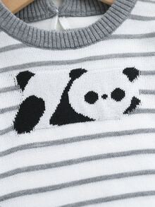 SHEIN 秋冬嬰兒男童灰色長袖動物圖案毛衣與長褲套裝，返校季，舒適柔軟，節慶裝扮，聖誕休閒日常穿著 - 灰色 - 查看 9