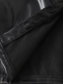 SHEIN 女童素色百搭極簡日常秋冬翻領夾克外套 - 黑色 - 查看 8