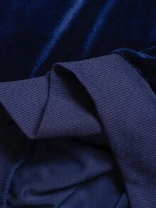 SHEIN 青少年女孩 2 件套，秋冬加厚保暖內裡海軍藍天鵝絨連帽外套套裝 - 藏蓝色 - 查看 11