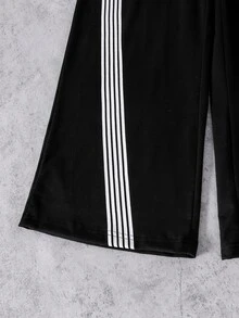 SHEIN Coolqubz 男童時尚休閒寬腿鬆款鬆緊腰長褲 - 黑色 - 查看 7