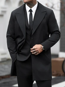 Manfinity CasualCool Men's Fashion Versatile Trench Coat Jacket - Black - View 7