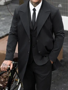 Manfinity CasualCool Men's Fashion Versatile Trench Coat Jacket - Black - View 4