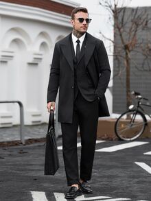 Manfinity CasualCool Men's Fashion Versatile Trench Coat Jacket - Black - View 5