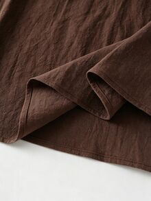 Louniche Standard Size Women's Waist Tie Design Casual Vacation Solid Color Dress - Dark Brown - View 7