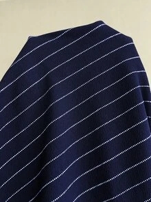 Elaquor 大尺碼休閒通勤條紋襯衫與長褲兩件套 女款秋冬優雅辦公商務工作套裝 - 藏蓝色 - 查看 4