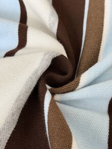 Elaquor Plus Size Autumn Casual Normal Traditional Colorblock White, Brown, Blue Cardigan Fall/Winter Office Work Dates - Multicolor - View 8