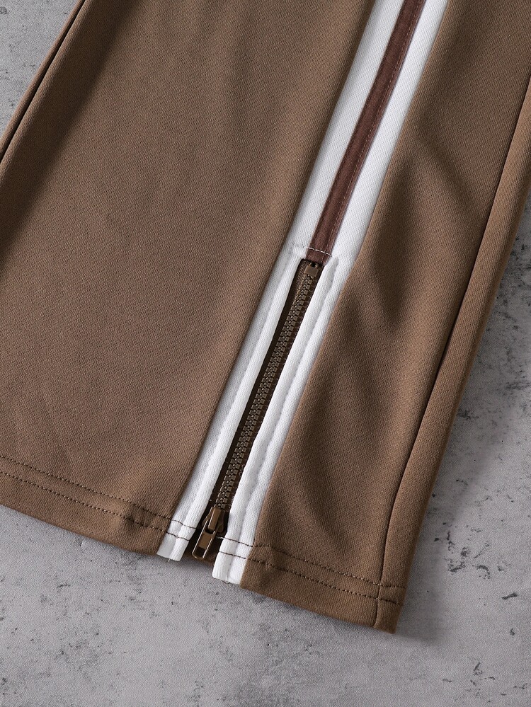 SHEIN Coolqubz Tween Boys' Fashion Casual Wide Leg Loose Elastic Waist Pants - Coffee Brown - View 5