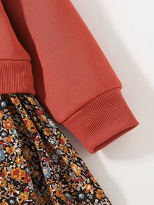 SHEIN x Tata & Beatriz Maija Kids Maija Kids 少女款針織圓領長袖寬鬆休閒秋季洋裝 - 咖啡 - 查看 3