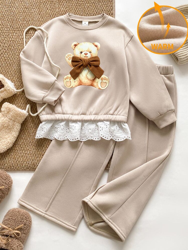 PrepCrw Young Girls Hoodie Sweatshirt Co-Ords School Autumn - Apricot - View 6