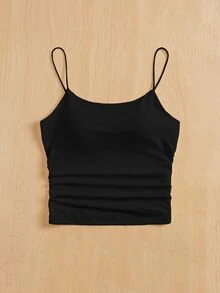 Siren Gaze Women Tight-Fitting Round Neck Padded Breathable Summer Basic Camisole Top Black Casual Basic Everyday House - Black - View 4