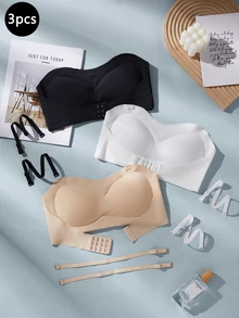 Áo ngực bandeau không dây không lưng cho thiếu nữ, có móc cài trước, chống trượt, chống hở, không đường may - Nhiều màu - Xem 3