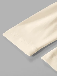 SHEIN BASICS 女款米白色立領上衣，修身版型，長袖，假領，秋季女式辦公日常簡約基礎優雅端莊款 - 米色 - 查看 4