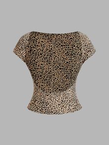 SHEIN Essnce 4pcs Casual Minimalist Round Neck Slim Fit Backless Hollow Women T-Shirts, Suitable For Summer Suitable For Going Out - Multicolor - View 10
