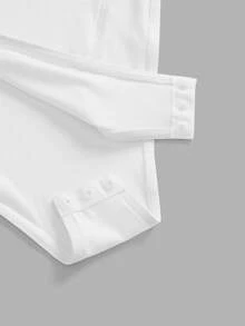 SHEIN BASICS 女款 95% 棉 全白針織圓領短袖連身衣 夏季穿搭 日常白天簡約基本端莊上班穿著 - 彩色 - 查看 6