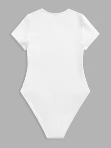 SHEIN BASICS 女款 95% 棉 全白針織圓領短袖連身衣 夏季穿搭 日常白天簡約基本端莊上班穿著 - 彩色 - 查看 9