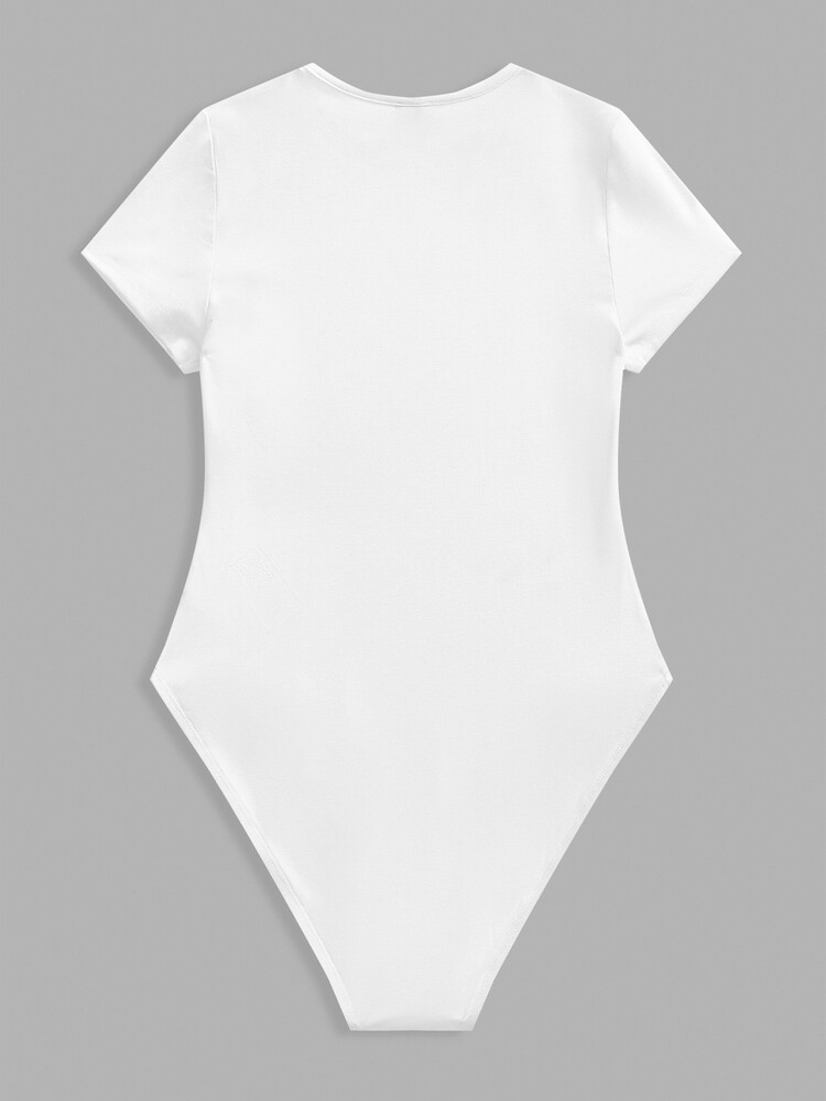 SHEIN BASICS 女款 95% 棉 全白針織圓領短袖連身衣 夏季穿搭 日常白天簡約基本端莊上班穿著 - 彩色 - 查看 8