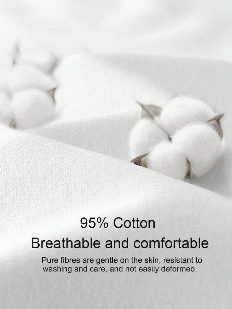 SHEIN BASICS 女款 95% 棉 全白針織圓領短袖連身衣 夏季穿搭 日常白天簡約基本端莊上班穿著 - 彩色 - 查看 3