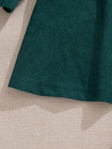Souflis Souflis Toddler Baby Girl Dark Green Christmas Cute Vintage Dress Eyelet Lace Peter Pan Collar Bow Long Puff Sleeve A-Line Holiday Party Cocktail Autumn - Dark Green - View 9