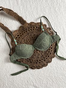 SHEIN Swim Chicsea 26SS 春夏綠色鋼圈聚攏優雅女款泳衣上衣 - 綠色 - 查看 5