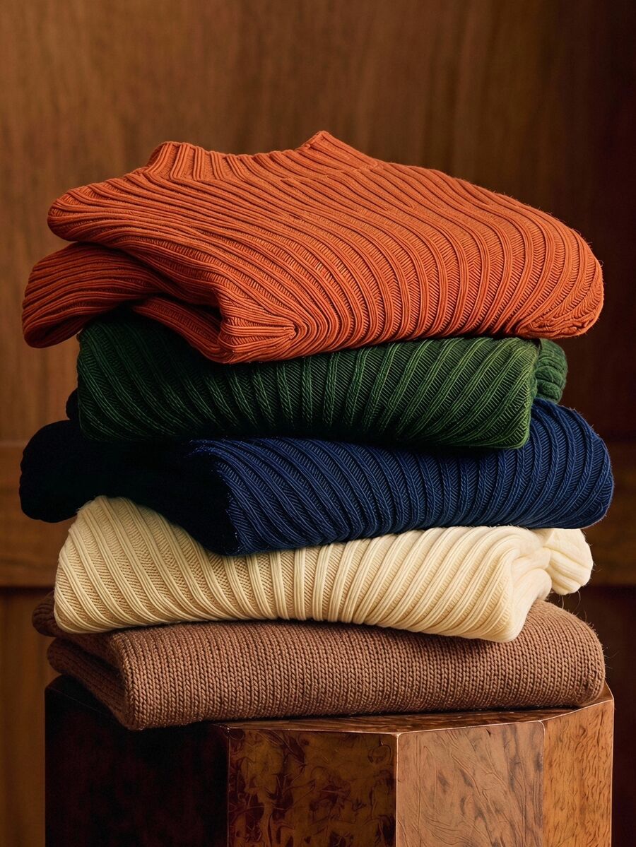 Anewsta Essential Top de punto ajustado con bajo asimétrico, estilo minimalista y elegante para el día a día, primavera/verano - Naranja - Ver 1