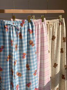 Comfortcana 女款居家休閒長褲 多件組 可愛熊格紋圖案 - 彩色 - 查看 5