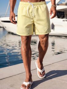 SIGLOCORE 男士泳裝沙灘短褲 黃色泳褲 度假休閒款 - 黃色 - 查看 4