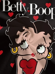 Betty Boop x SHEIN 大尺碼女款字母卡通印花休閒街頭風日常短袖T恤，適合外出聚會，黑色夏季款 - 白色 - 查看 7