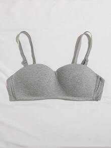 簡約風純色内衣bra - 灰色 - 查看 6