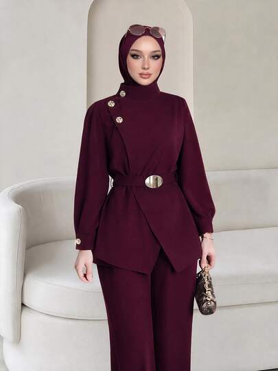Celisse Women's Autumn New Fashion Elegant 2 Pieces Set, Fashion Jacket And Wide Leg Pants Outfit