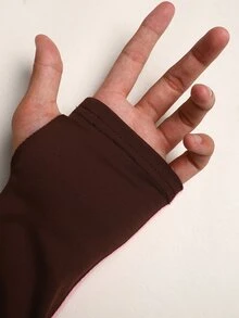SHEIN Tween女孩粉色膠帶拼接咖啡棕色長袖拉鍊上衣與喇叭褲套裝 - 棕色 - 查看 8