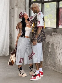 Coolane Women Summer Streetwear Vintage Going Out Back To School Sportswear Graphics Grey Mid Rise Track Shorts Elastic Waistband - Grey - View 6