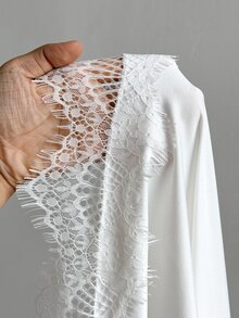 SHEIN EZwear 白色針織蕾絲拼接女款迷你洋裝 - 白色 - 查看 10