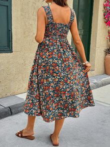 SHEIN 孕妇印花休闲度假哺乳连衣裙 - 綠色 - 查看 2