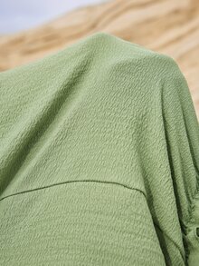 SHEIN 孕妇纯色荷叶边下摆哺乳连衣裙 - 綠色 - 查看 7