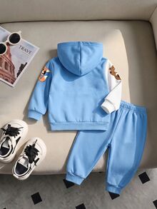 Casual minimalistiskt 2-delat set med lös långärmad hoodie sweatshirt för unga pojkar, lämpligt för höst/vinter - Multifärgad - Visa 2