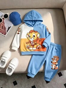 Casual minimalistiskt 2-delat set med lös långärmad hoodie sweatshirt för unga pojkar, lämpligt för höst/vinter - Multifärgad - Visa 3